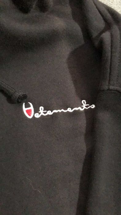 Vetements SS17 Champion Reversible Metal Logo Hoodie