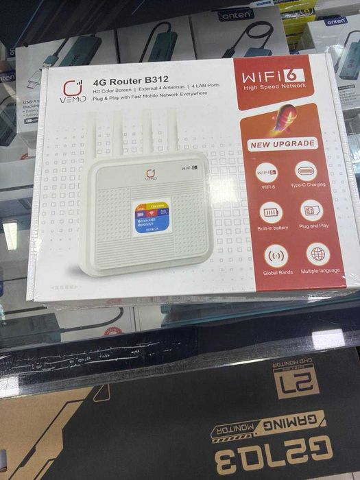 4G Modem Router Vemo B312 WiFi 6 с аккумулятором и экраном. Есть доста