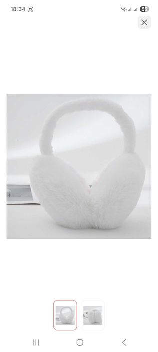 Белые теплые пушистые наушники для девочки продам