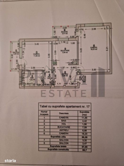 Apartament decomandat 2 camere, 57 m, etaj 4, Soarelui