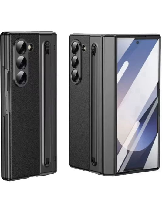 Samsung Z FOLD 4 5 6 7 Husa Eco Piele Fata Spate Lateral Neagra