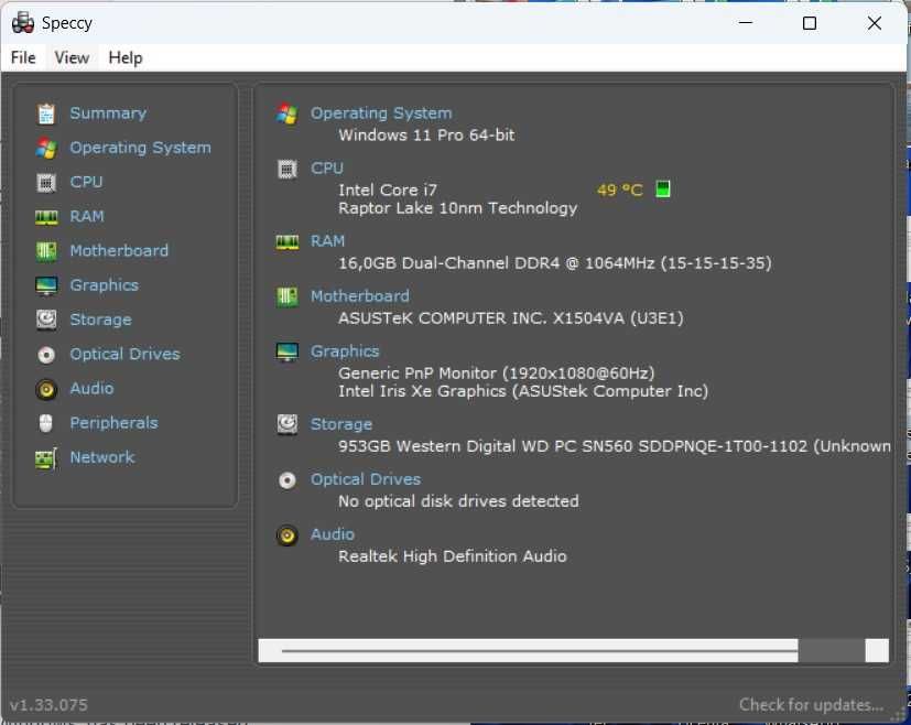 Vand Laptop ASUS i7 / 16GB / 1TB SSD