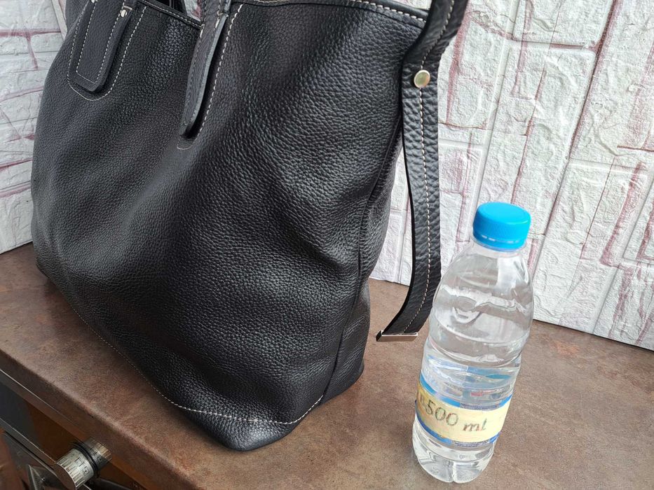 дамска чанта,TT.BAGATT голяма черна торба-естествена кожа