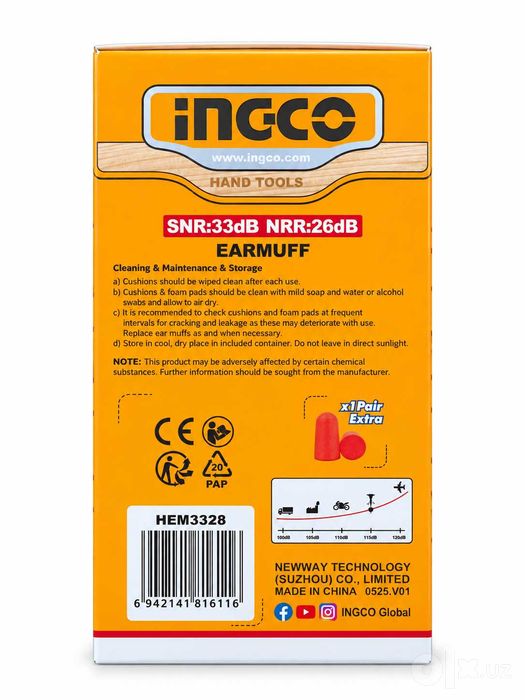 Наушники противошумные INGCO Ингко SNR 33 дБ HEM3328