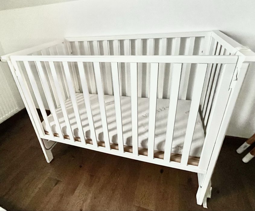 Patut Cosleeping Contact Art cu 2 laterale culisante Azzurra Design 3 in 1 cu saltea si suport antireflux, 116x62