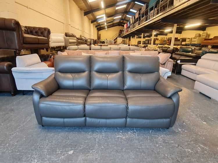 Сив кожен диван тройка "Albion"