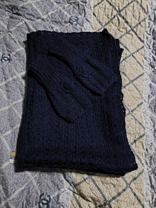 Шарф снуд - шарф и варежки без  пальцев