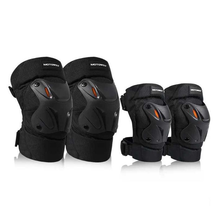 Set genunchere si cotiere moto/ciclism reflectorizante MOTOWOLF