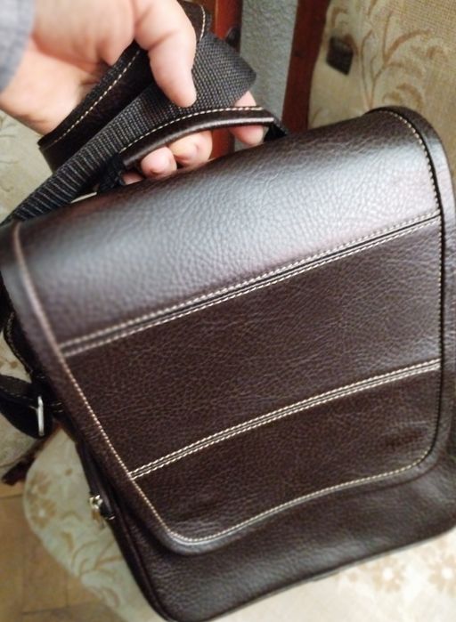 Borsetă piele bărbați maro închis, nouă!!!