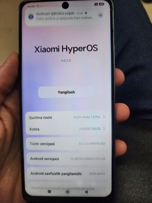 Redmi Note 13 Pro 8/256Gb Srochna Holati Rasmdaa