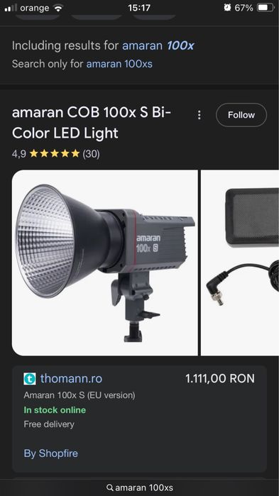 Amaran 100XS si Softbox Aputure Light Dome SE - Ca noi