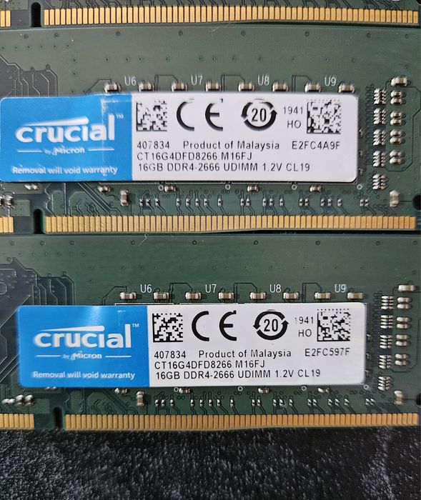 Оперативки DDR4 Crucial 16Gb 2666Mhz