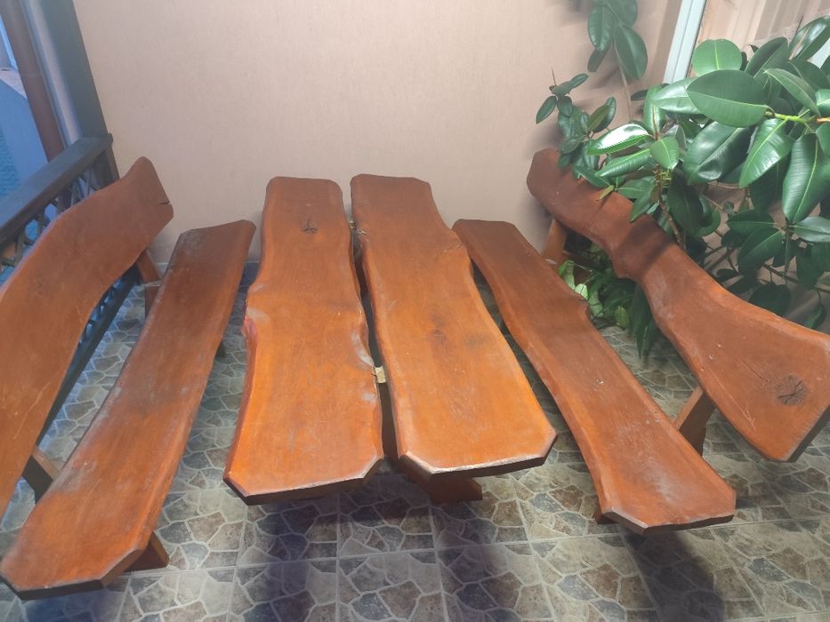 Masa +2 banci in stil rustic