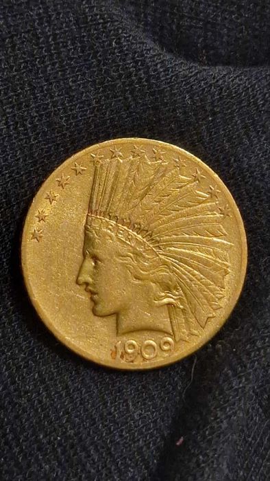 Златна монета 10 и 2,5 Американски долара Indian Head 1909 и 1911 // 5 долара 2008