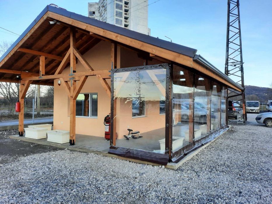 Ветроупорни заведи кристал винил PVC найлон тенти сенници брезент