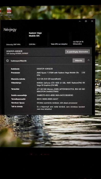 Asus Tuf F17 Gaming Laptop 32gb, 1 tb ssd + 500gb ssd m2