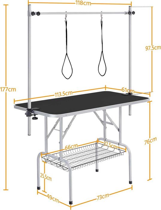 Masa tuns caini pliabila 118x60x177 cm reglabila |S 612557 Black