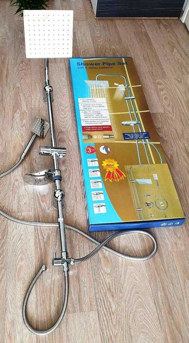 Намален от 110лв-Душ тръбна система БЕЗ СМЕСИТЕЛ. Душ пита+слушалка