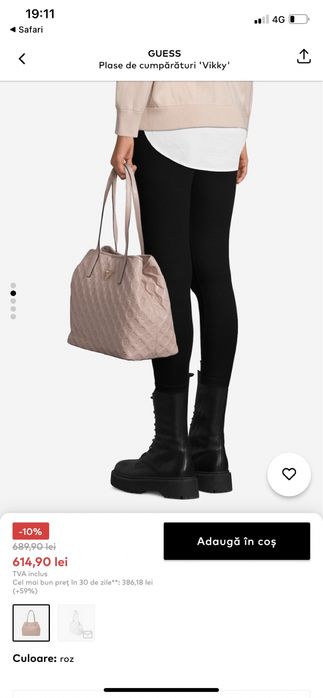 Geanta guess vikky pale rose noua