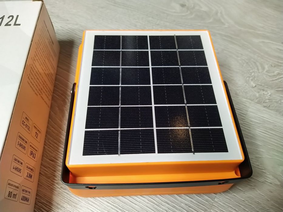 Lampa solara 100W+bec camping, pescuit autonomie 8h, cald rece neutru