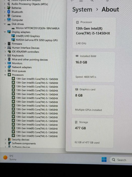 Lenovo LOQ Gen 11 MAXOUT`Core i5-13450H Nvidia RTX 5050 16GB DDR5 512GB SSD Батерия 100%