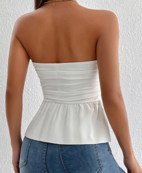 Бял топ порник без презрамки гол гръб