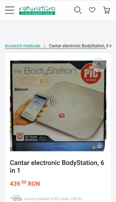 Cantar inteligent  Pic Solution PiC BodyStation Smart ,bluetooth, NOU
