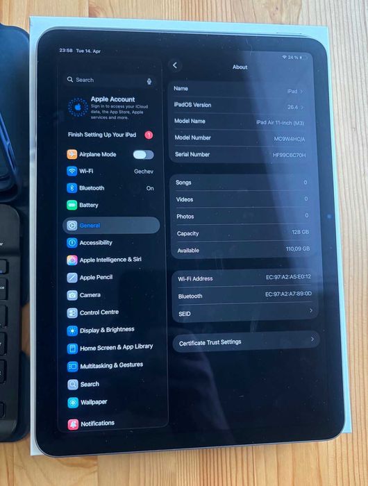 Таблет APPLE iPad Air 11" M3 128GB - SpaceGrey