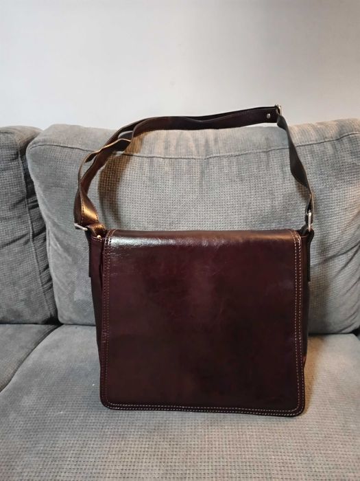 Geanta dama de umar din piele naturala vachetta crossbody coniac