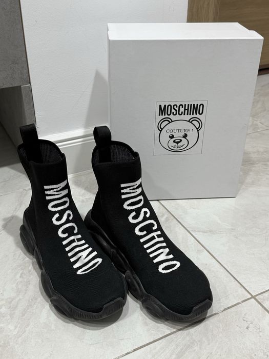 Moschino Couture, високи черни обувки Teddy sneakers 40