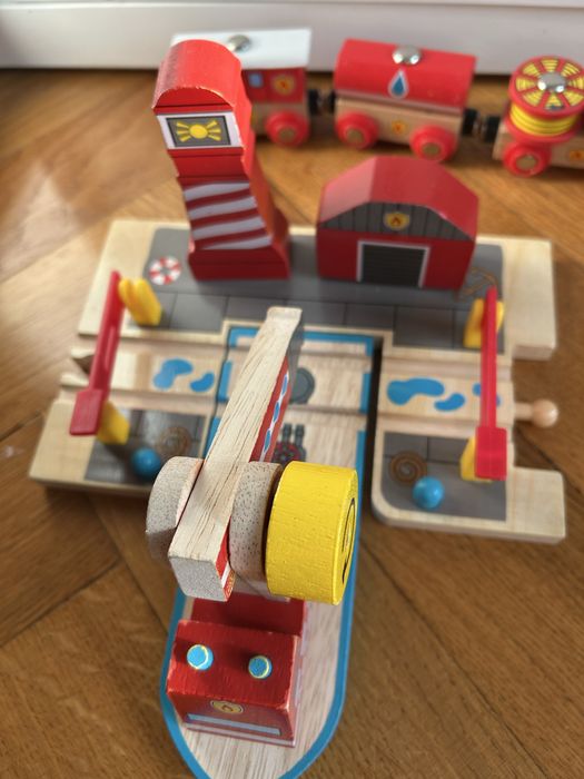 Bigjigs Rail Firefighters salvatori marini + tren pompieri