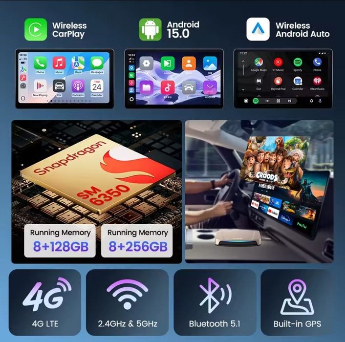 CarlinKit Tbox Ultra, Android 15, CarPlay, Android Auto, Ai Box, Video