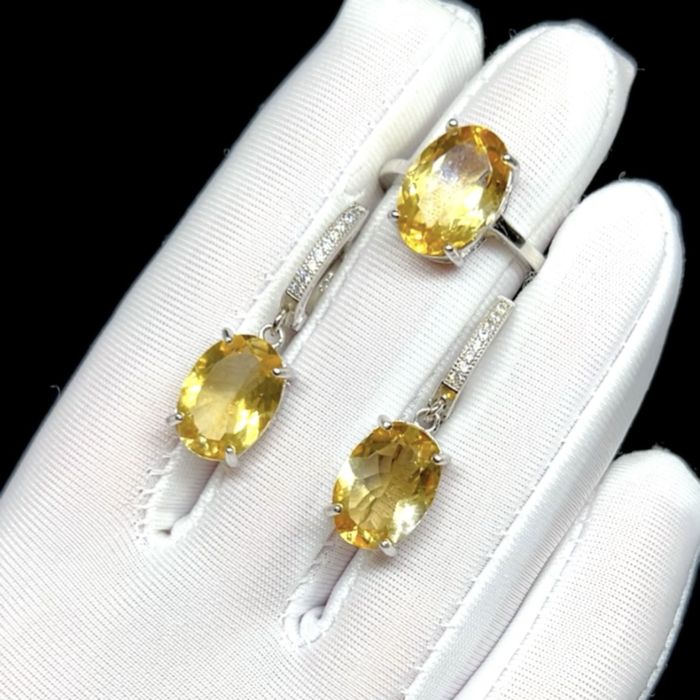 Комплект с натуральными Цитринами