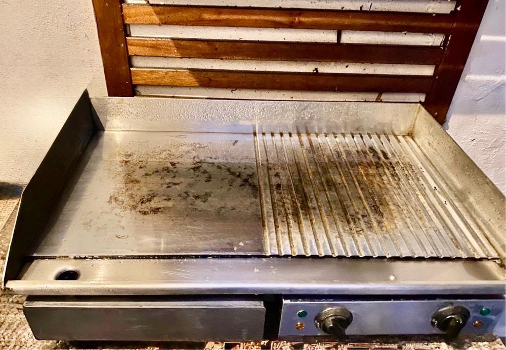 Gratar / Plită electrică profesională inox Grill/Fry Top – netedă + striată, 2 zone de încălzire