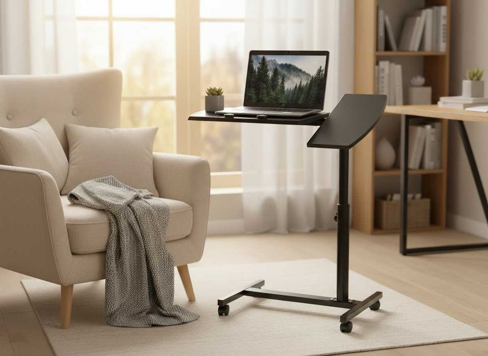 Suport reglabil pentru laptop cu roti si frane birou mobil ajustabil