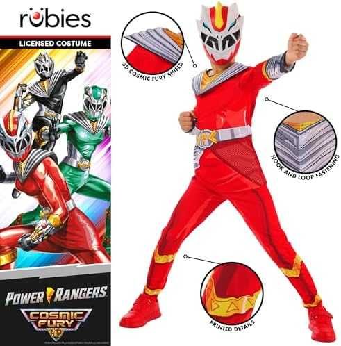 Нов Лицензиран Официален детски костюм Червен Рейнджър Power Rangers