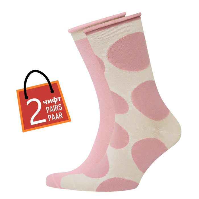 Памучни  дамски чорапи 2 чифта, на точки, безшевни, удобни