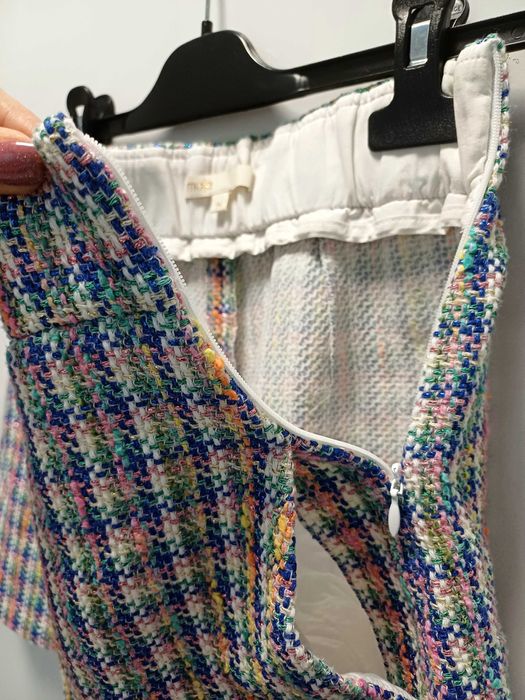 Къси панталони Maje с висока талия в многоцветен туид, размер EUR 34