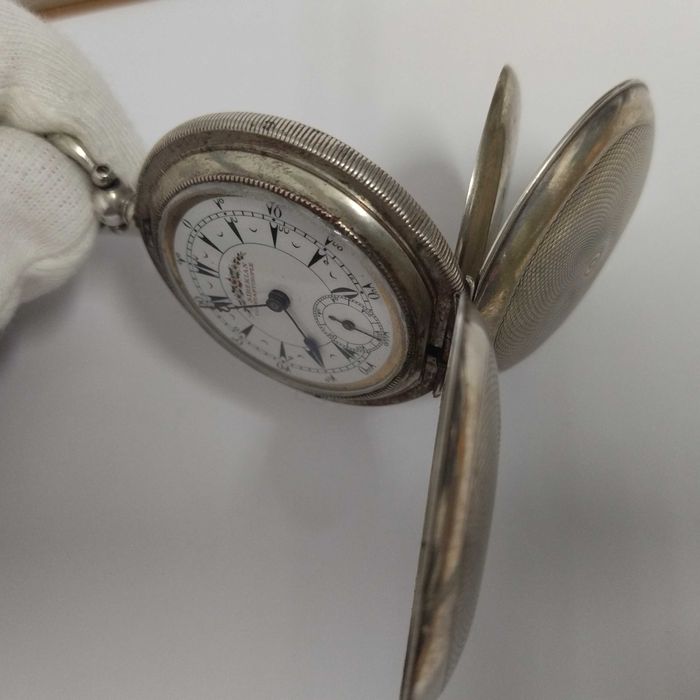 Османски/ турски джобен часовник, сребро, порцеланов циферблат, перфектен, рядък