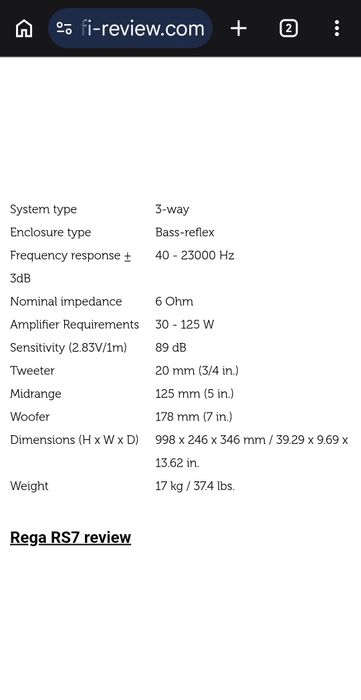 Тонколони Rega rs7