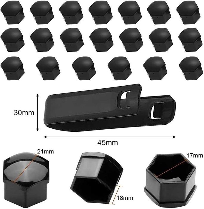 Капачки за болтове на джанти 17мм, ЧЕРНИ - 20 броя.