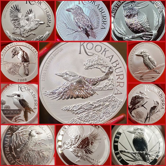 Perth Mint Kookaburra 1990-2026 toata monede lingou argint 999