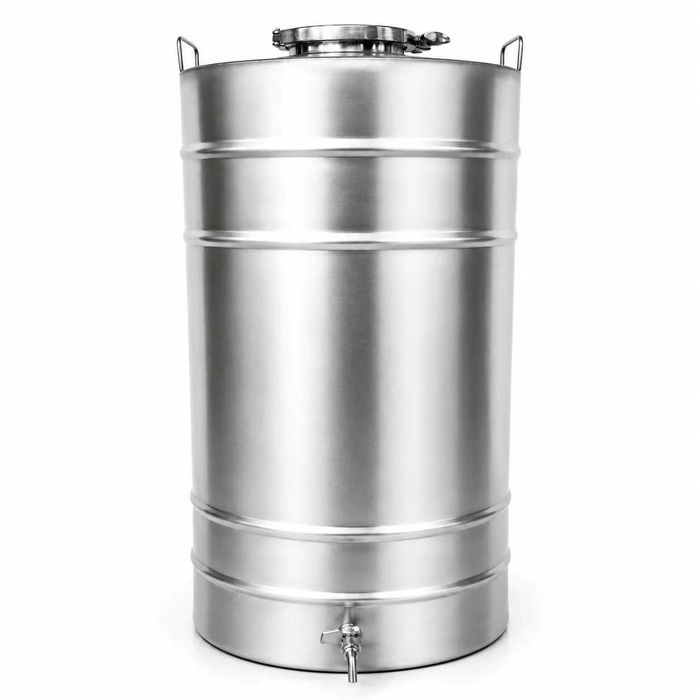 Butoi INOX 105 L cu capac clamp si garnitura, cadou robinet din INOX