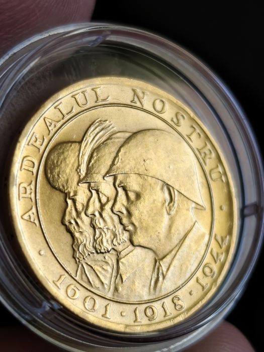 20 леи 1944 год, Кралство Румъния, злато 6.55 гр, проба 900/1000