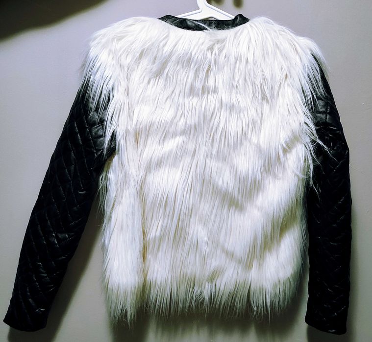 H&M Кожено яке с дълъг косъм