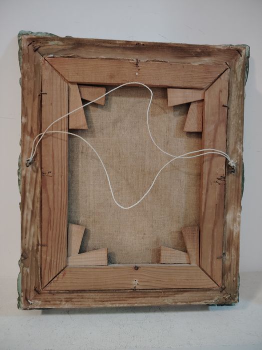 Ulei pe pânză o lucrare foarte veche încadrata într-o ramă din lemn ma