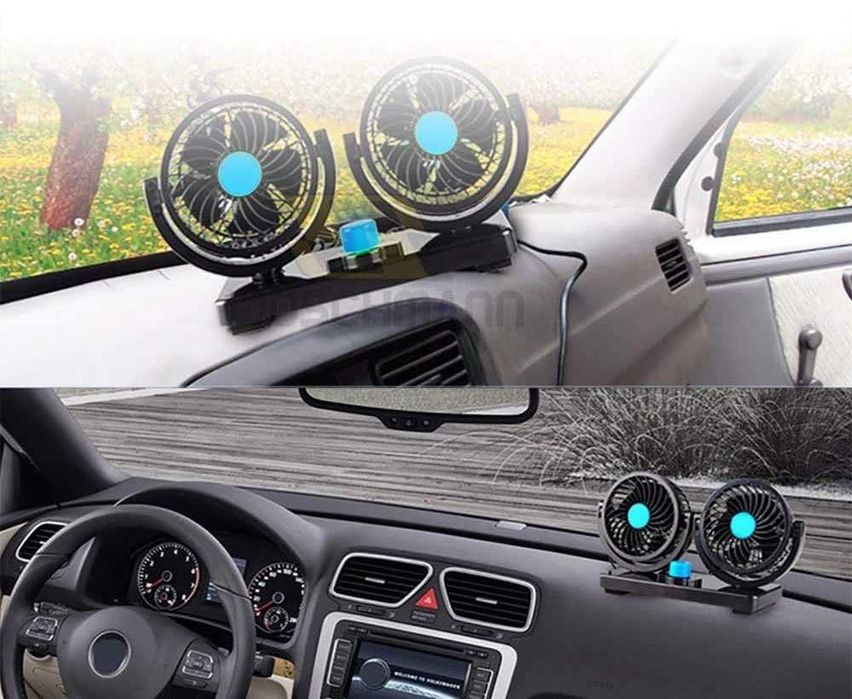 Вентилатор двоен за автомобил 4 inch, 12/24V - 360 градуса