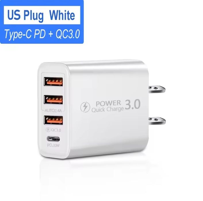 Incarcator 60 W 4 porturi 3 USB 1 USB C + cablu TYPE C to TYPE C 60 w