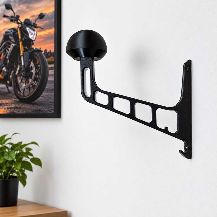 Black Rider, Suport Perete pentru Casca Moto, ATV,  Include Suruburi Montaj, Sistem Prindere Rigid,