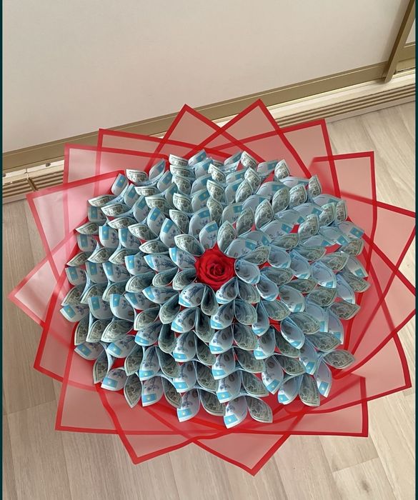 Поздравление денежный букет салют